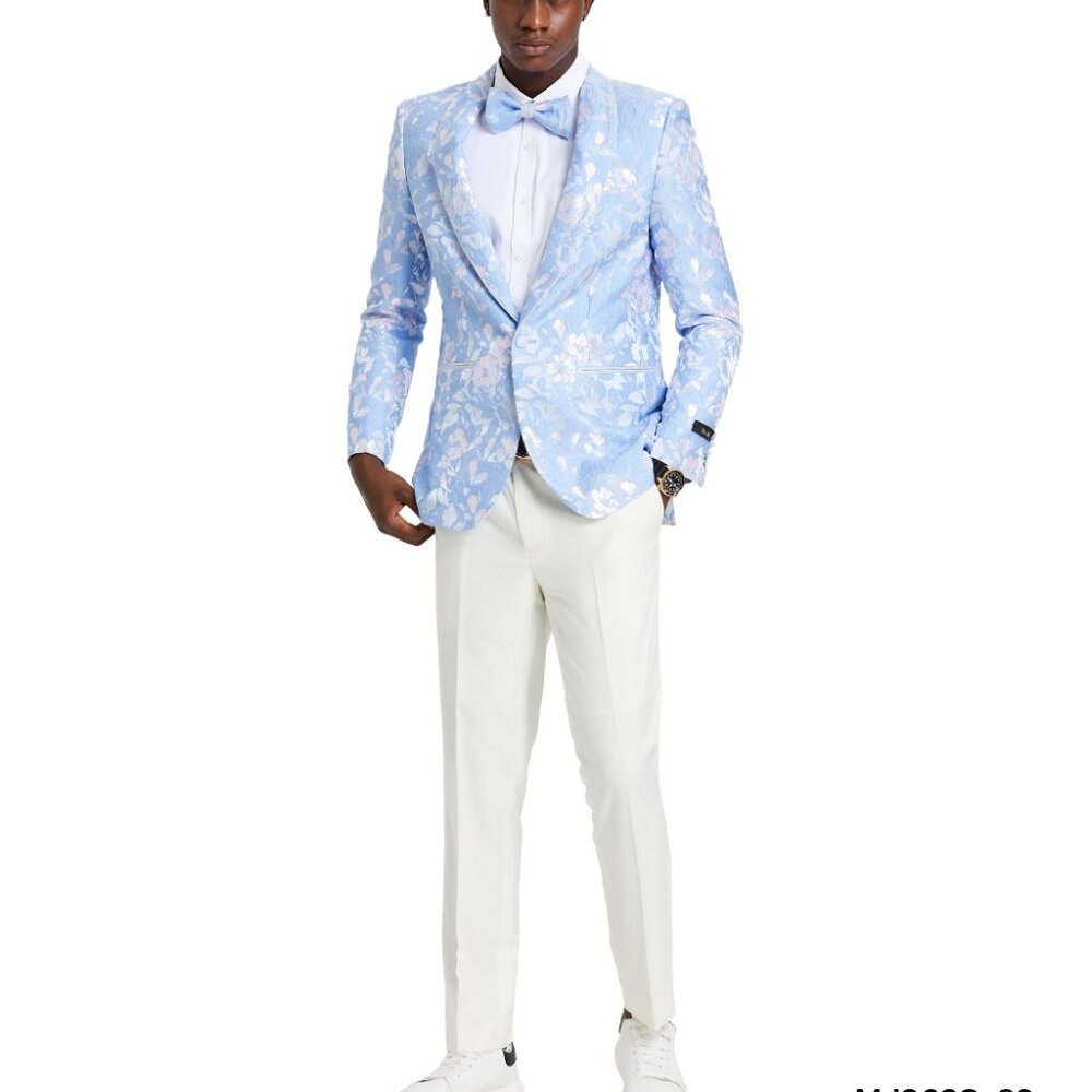 Sky/Silver Paisley Shawl Collar Men's Jacket